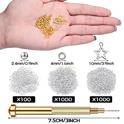 2101 Pieces Dangle Nail Art Charms, Include 1000 Pcs Nail Jewelry Rings, 1000...