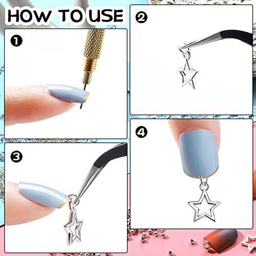 2101 Pieces Dangle Nail Art Charms, Include 1000 Pcs Nail Jewelry Rings, 1000...