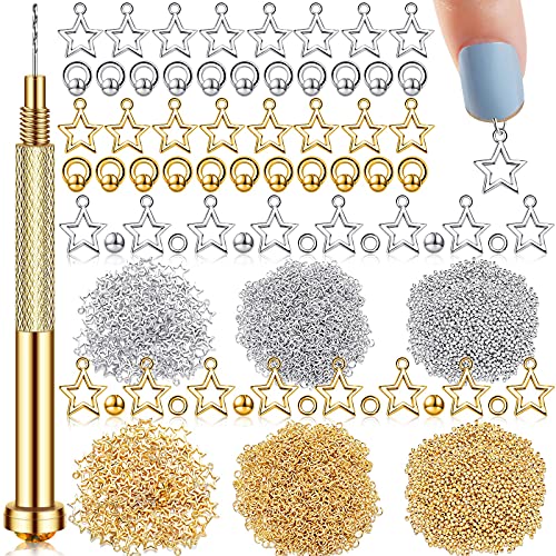 2101 Pieces Dangle Nail Art Charms, Include 1000 Pcs Nail Jewelry Rings, 1000...
