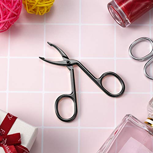 3 Packs Eyebrow Scissors Tweezers, Scissors Handle Shaped Eyebrow Straight Ti...