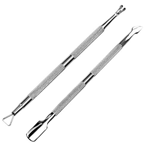 HIFAU 2PCS Premium Cuticle Pusher and Cutter, Manicure Tools Set for Fingerna...