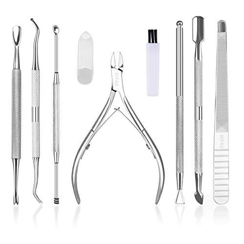 HIFAU 8PCS Premium Cuticle Nippers Pusher Manicure Tools Set, Professional In...