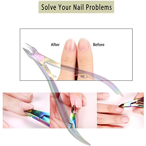 HIGH'S 2 Pcs Nail Scissors Kit Rainbow Colorful Stainless Steel Professional ...
