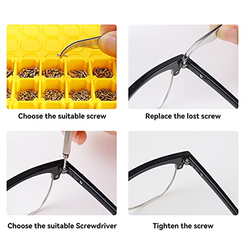 Eyeglass Repair Kit, Hiketolight Glasses Repair Kit with 1100pcs Eyeglass Scr...