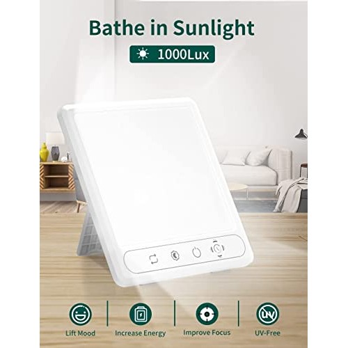 HILOLY Light Therapy Lamp, UV-Free 10000 Lux Therapy Light, Sun Lamp with 5 A...