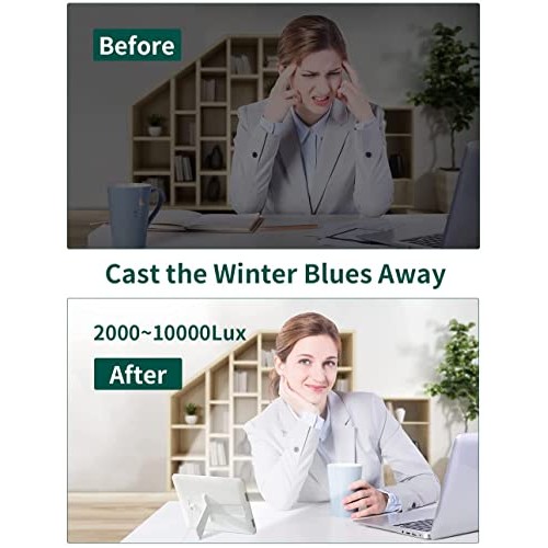 HILOLY Light Therapy Lamp, UV-Free 10000 Lux Therapy Light, Sun Lamp with 5 A...