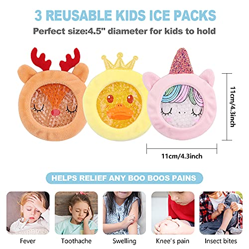 Hilph® Ice Pack for Kids Boo Boos, 3 Pack Kids Hot Cold Ice Pack Baby Ice Pac...