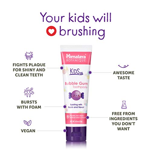 Himalaya Botanique Kids Toothpaste, Bubble Gum Flavor to Reduce Plaque and Ke...