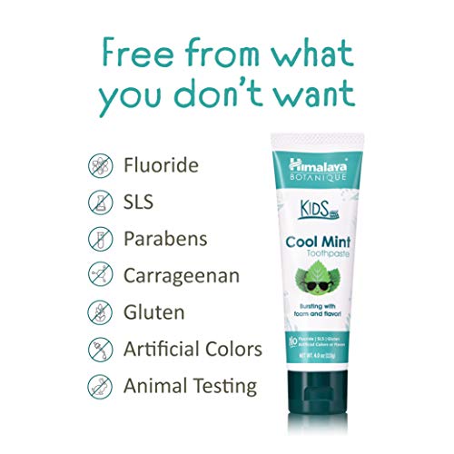 Himalaya Botanique Kids Toothpaste, Cool Mint Flavor to Reduce Plaque and Kee...