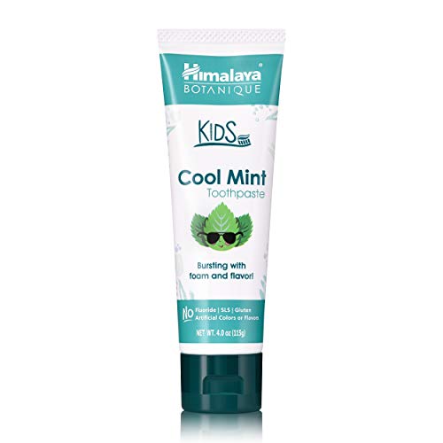 Himalaya Botanique Kids Toothpaste, Cool Mint Flavor to Reduce Plaque and Kee...