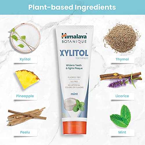 Himalaya Botanique Whitening Antiplaque Toothpaste with Xylitol for Plaque Re...