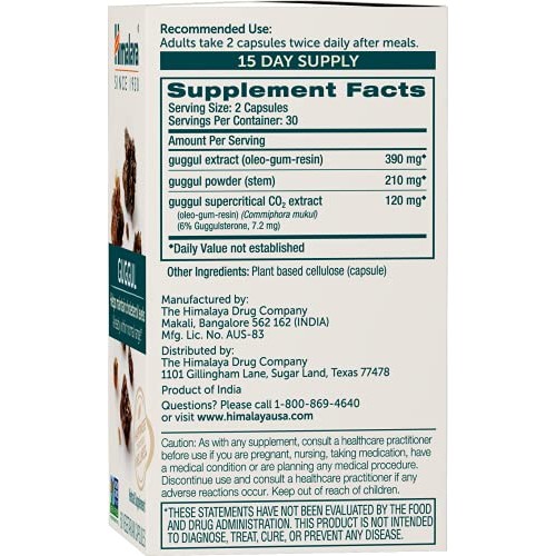 Himalaya Guggul, Cholesterol Supplement for Healthy LDL, HDL and Triglyceride...