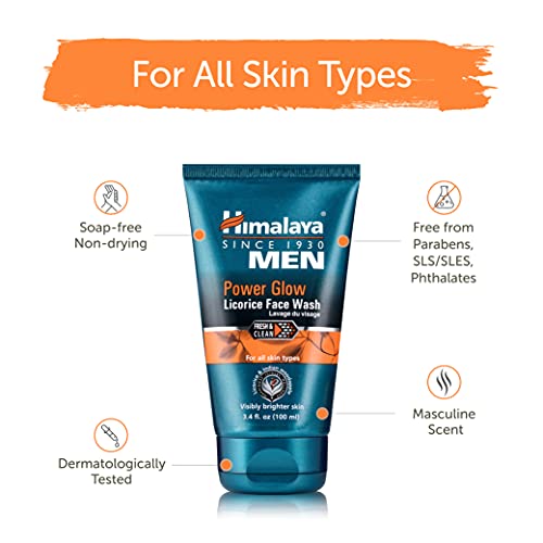Himalaya Men's Power Glow Licorice Face Wash, Daily Facial Cleanser for Healt...