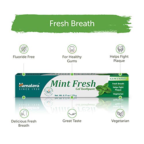Himalaya Mint Fresh Gel Toothpaste, Fluoride Free to Reduce Plaque & Brighten...