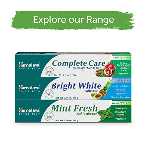 Himalaya Mint Fresh Gel Toothpaste, Fluoride Free to Reduce Plaque & Brighten...