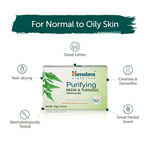 Himalaya Purifying Neem & Turmeric Cleansing Bar, Face and Body Soap for Soft...