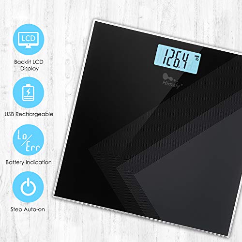 himaly Digital Body Weight Scale, USB Rechargeable Bathroom Scale with Step-O...