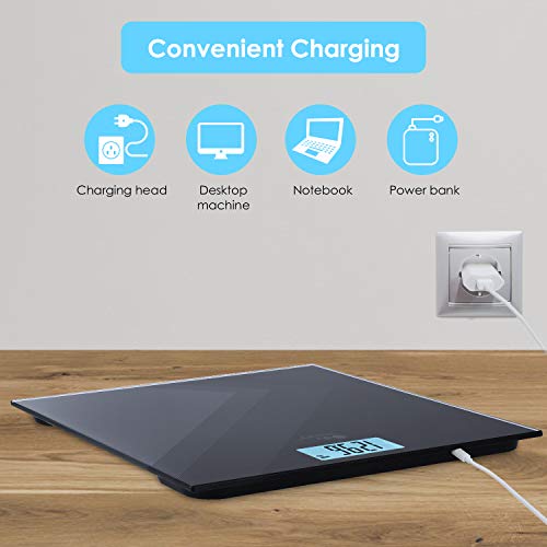 himaly Digital Body Weight Scale, USB Rechargeable Bathroom Scale with Step-O...