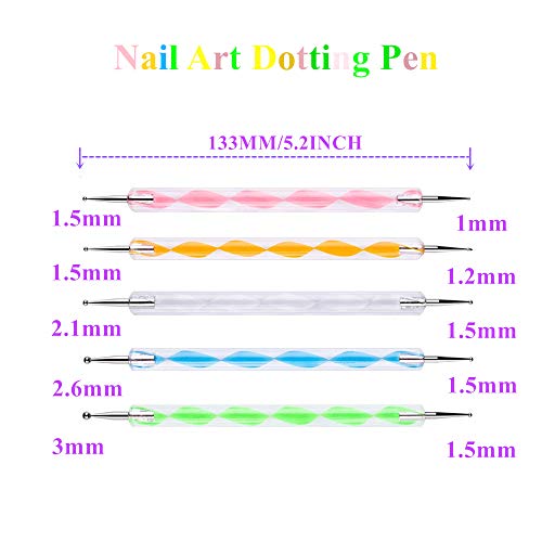 5 pc 2 Way Dotting Pen Tool Nail Art Tip Dot Paint Manicure kit (5PC)
