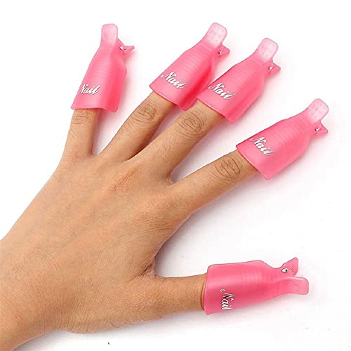 HiMo 10PC Plastic Acrylic Nail Art Soak Off Cap Clip UV Gel Polish Remover Wr...