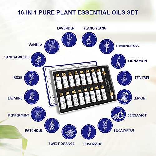 Essential Oils 16pc Set, Pure Essential Oil for Diffuser Humidifiers, Skin Ca...