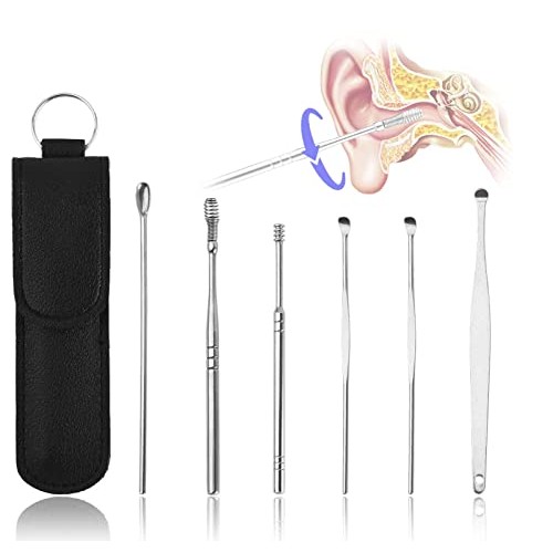 HISMAIR Spring Ear Wax Cleaner Tool Set, 6 in 1 Portable Ear Wax Removal Spoo...