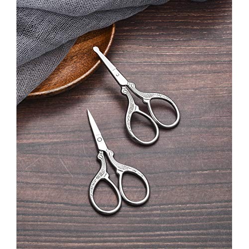HITOPTY Small Grooming Scissors, Stainless Steel Pointed and Rounded Beauty S...
