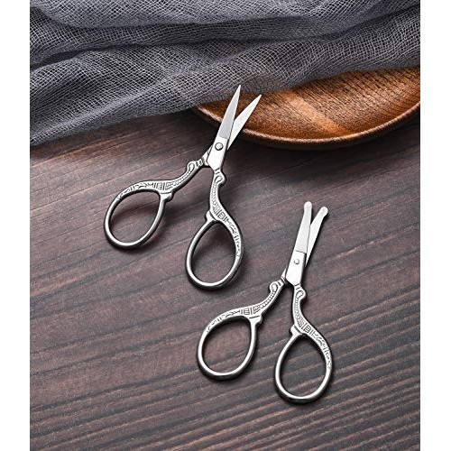HITOPTY Small Grooming Scissors, Stainless Steel Pointed and Rounded Beauty S...