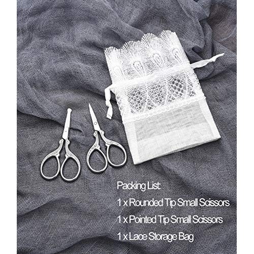 HITOPTY Small Grooming Scissors, Stainless Steel Pointed and Rounded Beauty S...