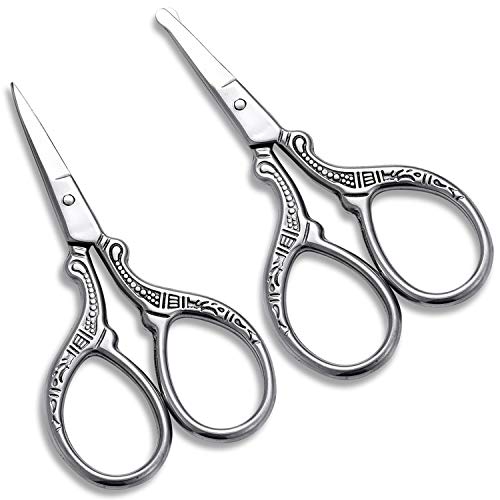 HITOPTY Small Grooming Scissors, Stainless Steel Pointed and Rounded Beauty S...