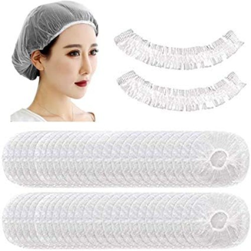 Disposable Shower Caps, 200PCS Disposable Clear Plastic Waterproof Hair Showe...