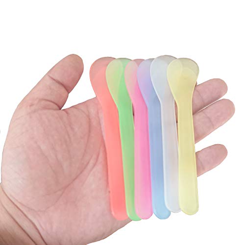 120 Pcs Cosmetic Spatula Makeup Face Plastic Spoon for Facial Skin Care Spoon...