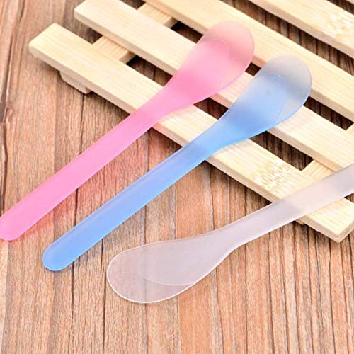 120 Pcs Cosmetic Spatula Makeup Face Plastic Spoon for Facial Skin Care Spoon...