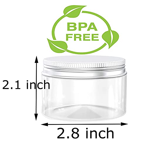 4 Ounce Plastic Jars with Aluminum Lid Leak Proof Clear Containers Jars for S...