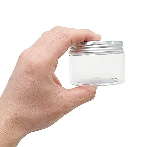 4 Ounce Plastic Jars with Aluminum Lid Leak Proof Clear Containers Jars for S...