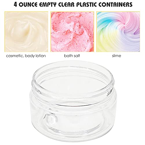 4 Ounce Plastic Jars with Aluminum Lid Leak Proof Clear Containers Jars for S...