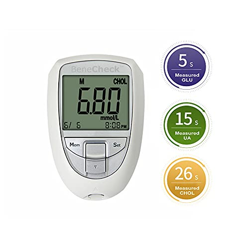 Multi-Monitoring Meter kit, 3 in 1 GLU CHOL UA Test System, Blood Glucose Mon...