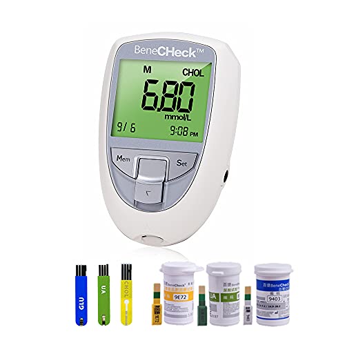 Multi-Monitoring Meter kit, 3 in 1 GLU CHOL UA Test System, Blood Glucose Mon...