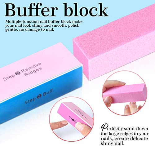 Nail File and Buffer- 3pcs Double Sided Nail File, Rectangular Nail Buffer, B...
