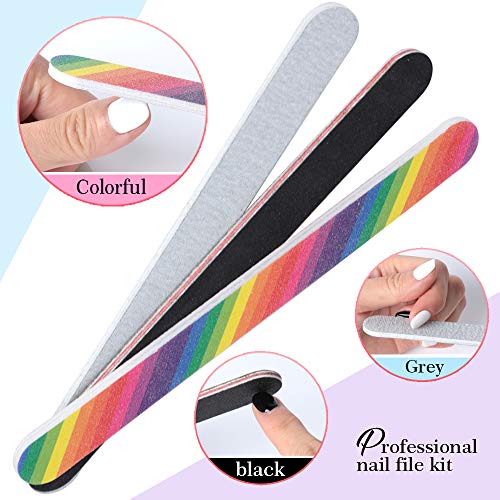 Nail File and Buffer- 3pcs Double Sided Nail File, Rectangular Nail Buffer, B...