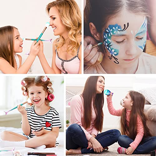 11PCS Makeup Brushes Set with Colorful Fish Tail Handle, Foundation Eyebrow E...