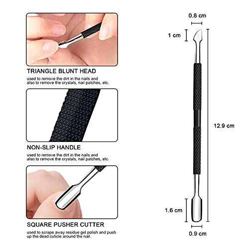 Cuticle Pusher and Cutter - Professional Stainless Steel Dual Head Cuticle Pu...