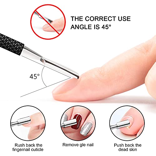 Cuticle Pusher and Cutter - Professional Stainless Steel Dual Head Cuticle Pu...