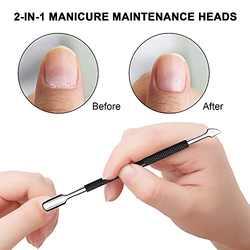 Cuticle Pusher and Cutter - Professional Stainless Steel Dual Head Cuticle Pu...