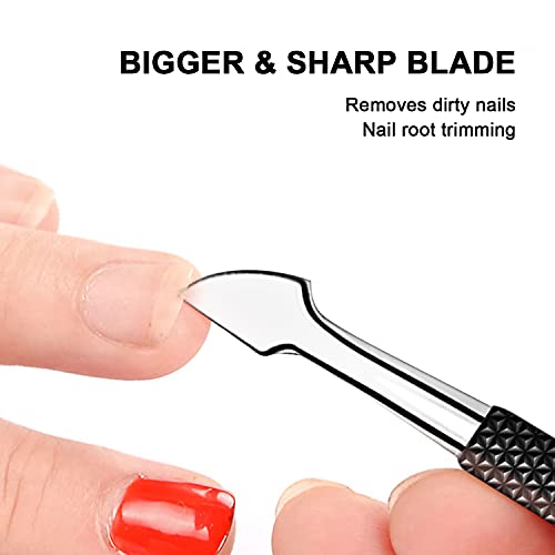 Cuticle Pusher and Cutter - Professional Stainless Steel Dual Head Cuticle Pu...