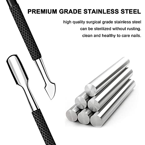 Cuticle Pusher and Cutter - Professional Stainless Steel Dual Head Cuticle Pu...