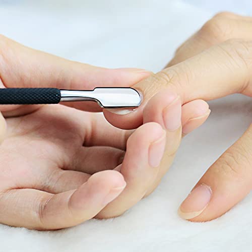 Cuticle Pusher and Cutter - Professional Stainless Steel Dual Head Cuticle Pu...