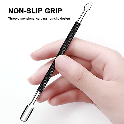 Cuticle Pusher and Cutter - Professional Stainless Steel Dual Head Cuticle Pu...