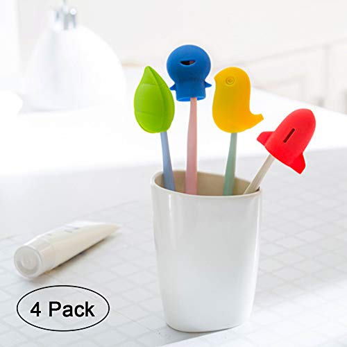 Hokic 4 Pack Silicone Toothbrush Holder Covers for Travel Home Camping School...
