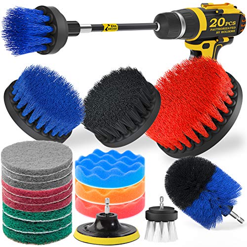 Holikme 20Piece Drill Brush Attachments Set, Blue Scrub Pads & Sponge , Power...